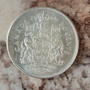 Vintage 1966 Canadian 50 Cent Silver Coin